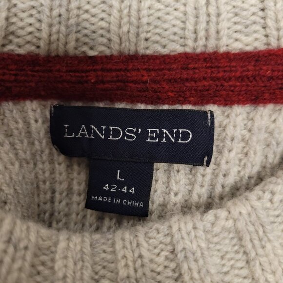 LANDS'END Mens Pullover Long Sleeve Sweater Crew Neck Cable Knit Size L 42-44 - Picture 5 of 6